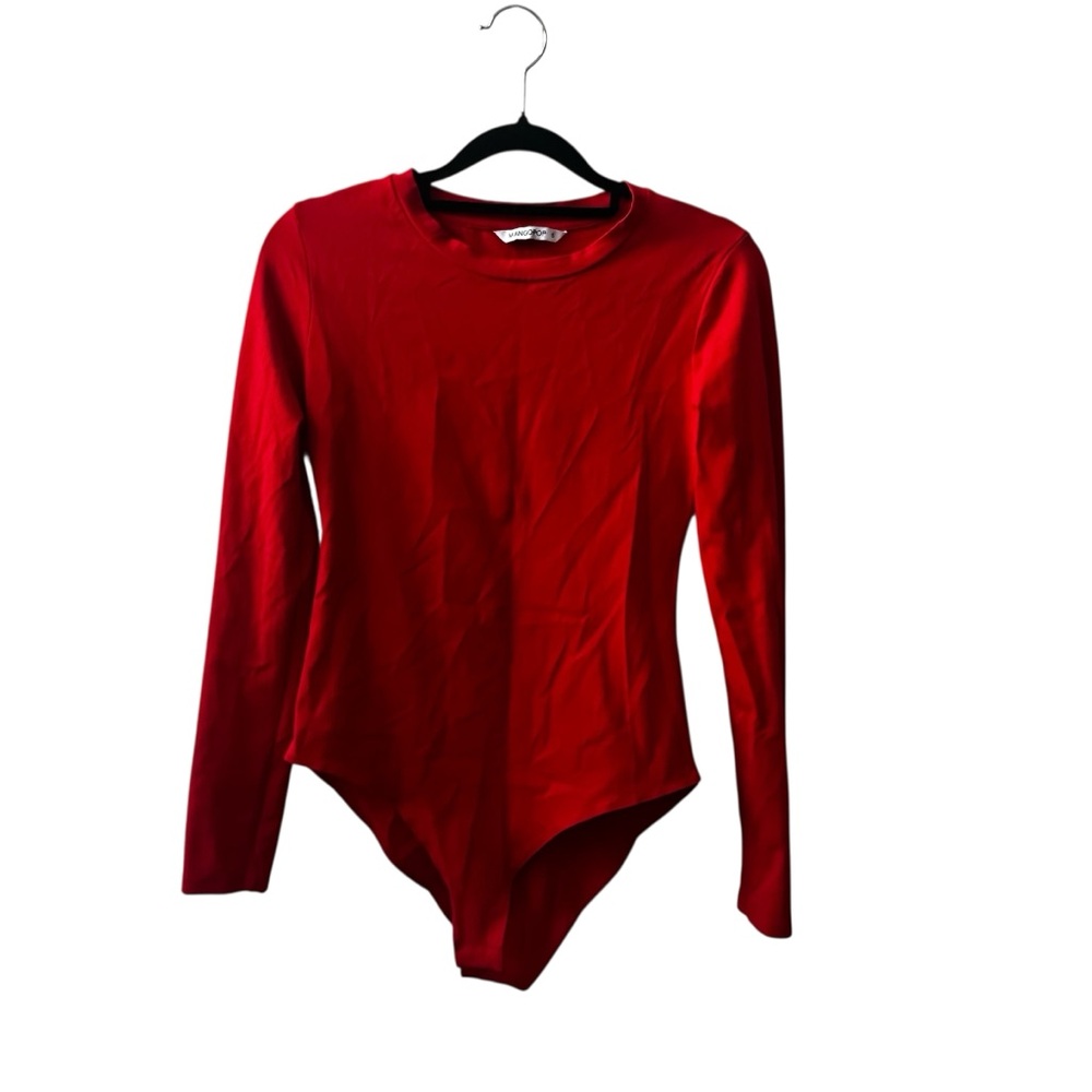 Mango Pop Long Sleeve Bodysuit Red Women’s Size Small Excellent Condition